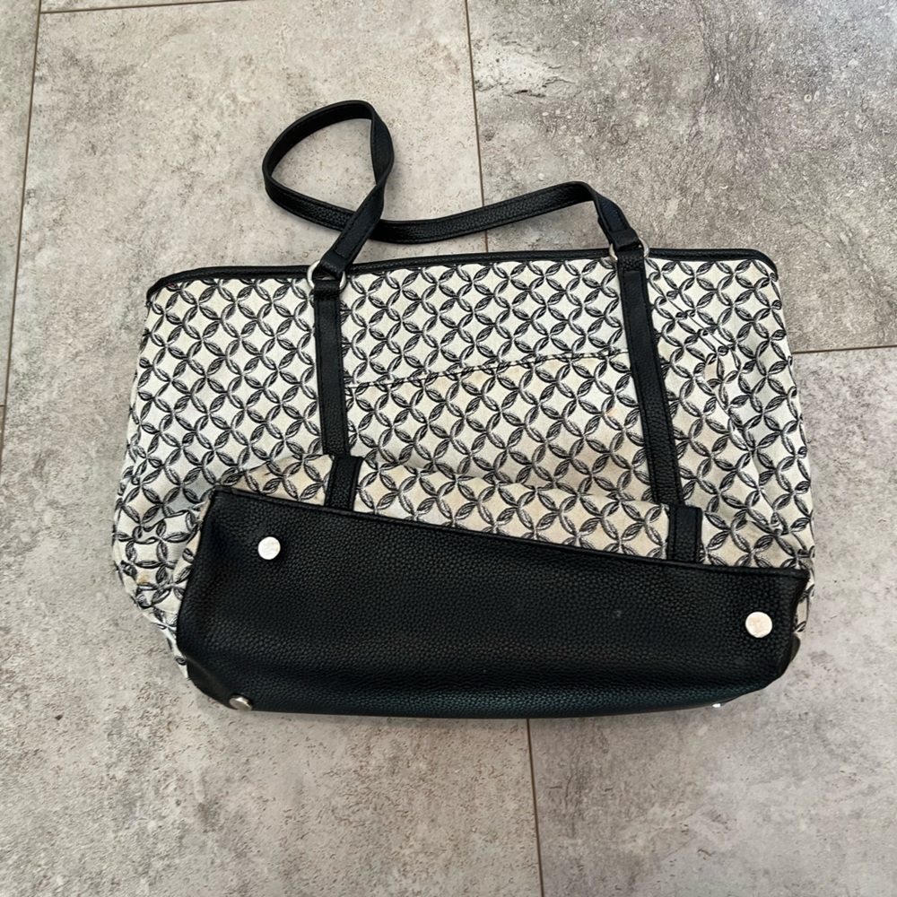 Dana Buchman Cotton Blend White and Black Shoulder Purse - Picture 2 of 8